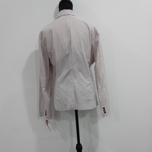 Merona Grey And White Woman Seersucker Long Sleeve Button Up Suit Jacket XXL - Picture 2 of 7